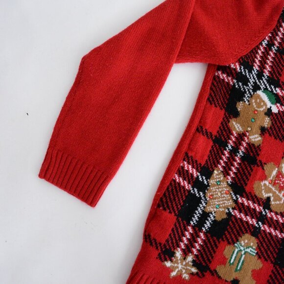 Vintage Kim Rogers Red Black Gingerbread Christmas Button Up Cardigan Sweater L - Picture 9 of 11